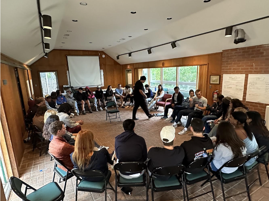 Students participate in bonding activities and discussions on leadership during August retreat. The Student Leadership Institute was established by Whitney Livermore and JuanCarlos Arauz to orient leaders of student senate and affinity groups for the school year ahead. (Courtesy of Whitney Livermore)